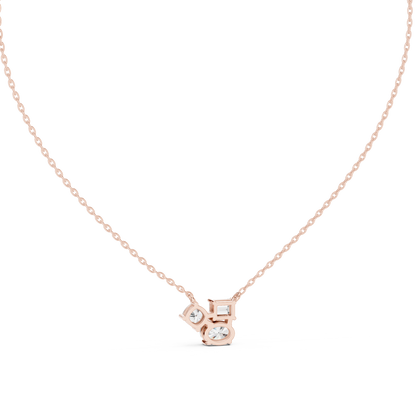 Stella Oval Three Stone Diamond Pendant Necklace