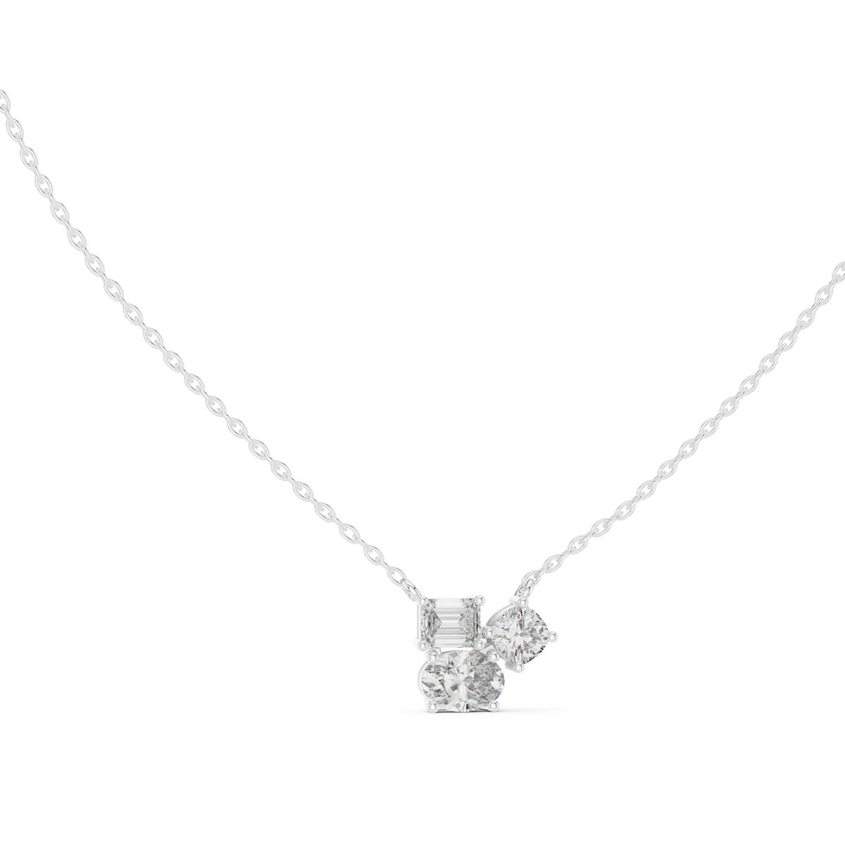 stella oval three stone diamond pendant necklace