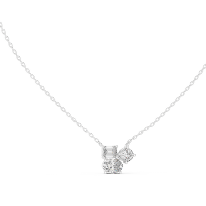 Stella Oval Three Stone Diamond Pendant Necklace