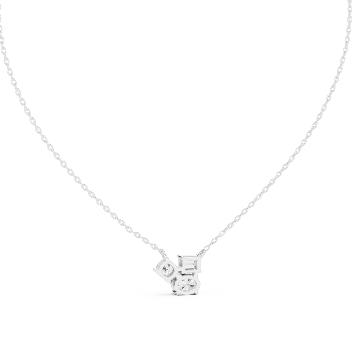 stella oval three stone diamond pendant necklace