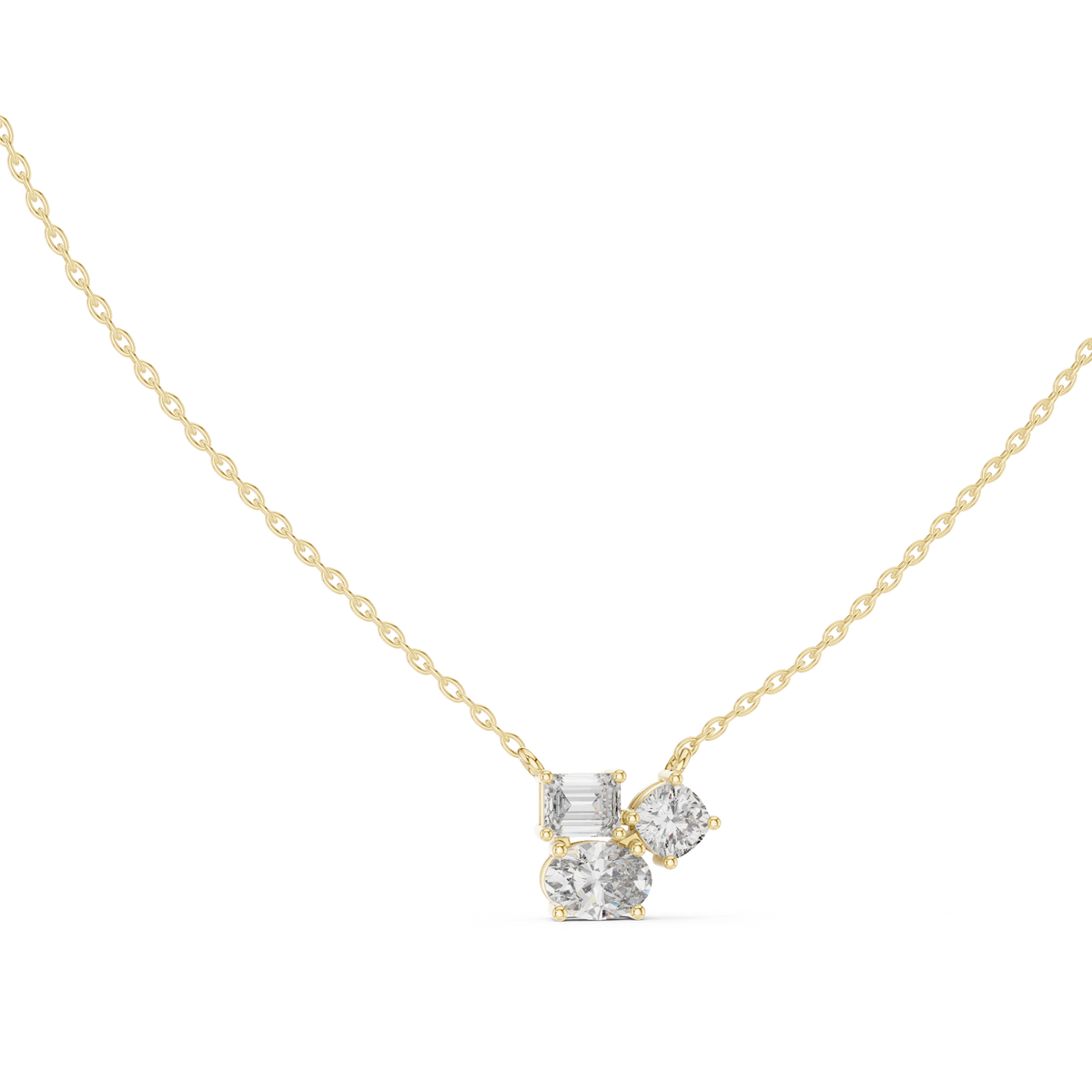 stella oval three stone diamond pendant necklace