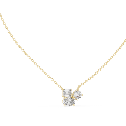 Stella Oval Three Stone Diamond Pendant Necklace