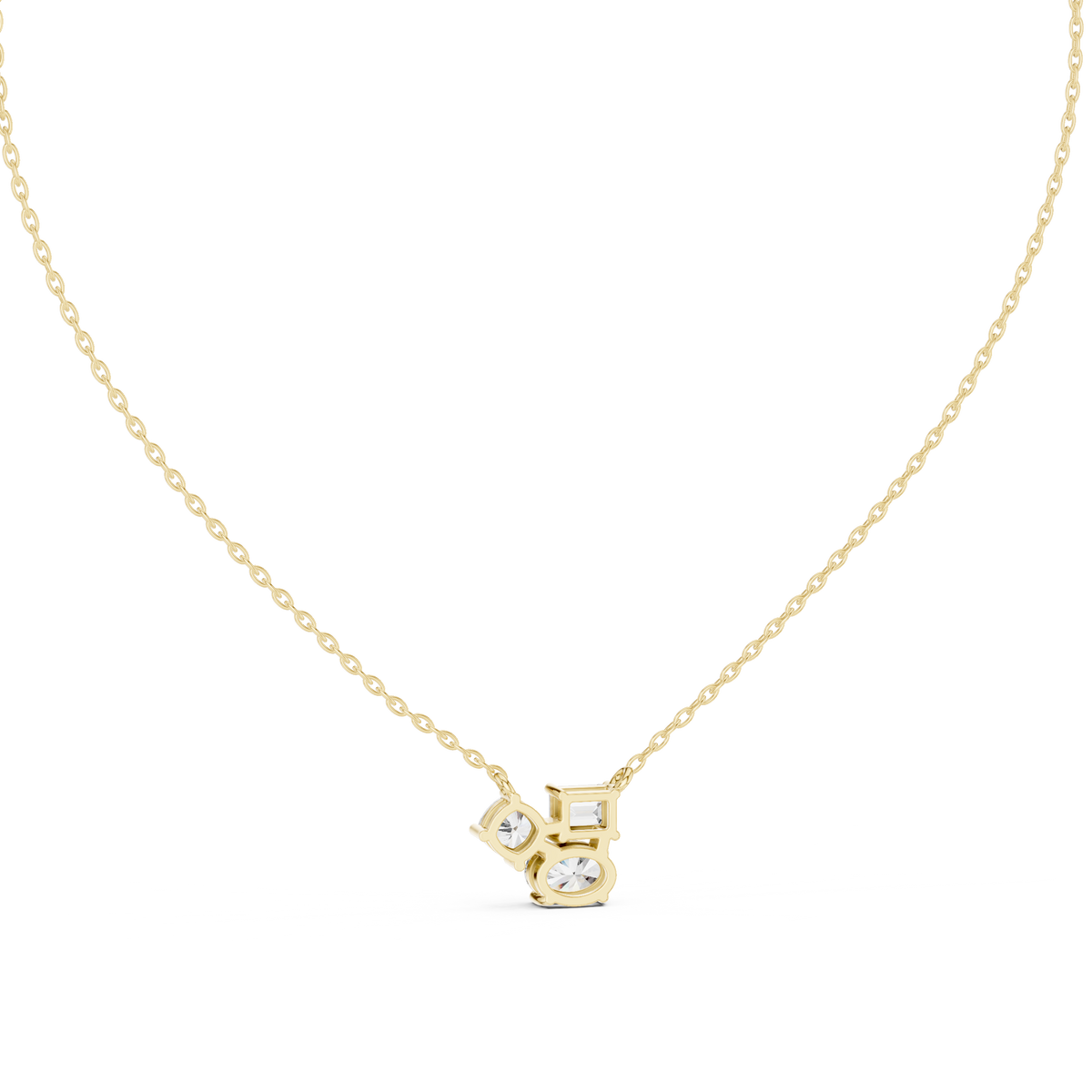stella oval three stone diamond pendant necklace