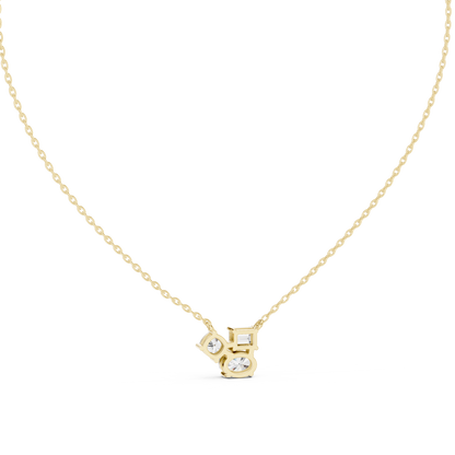 Stella Oval Three Stone Diamond Pendant Necklace