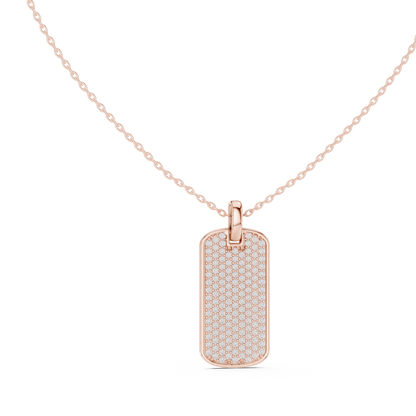 Atlas Diamond Dog Tag Pendant Necklace
