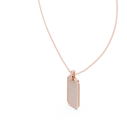 Atlas Diamond Dog Tag Pendant Necklace