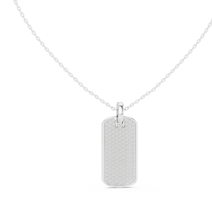 Atlas Diamond Dog Tag Pendant Necklace