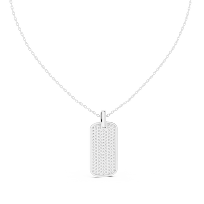 Atlas Diamond Dog Tag Pendant Necklace