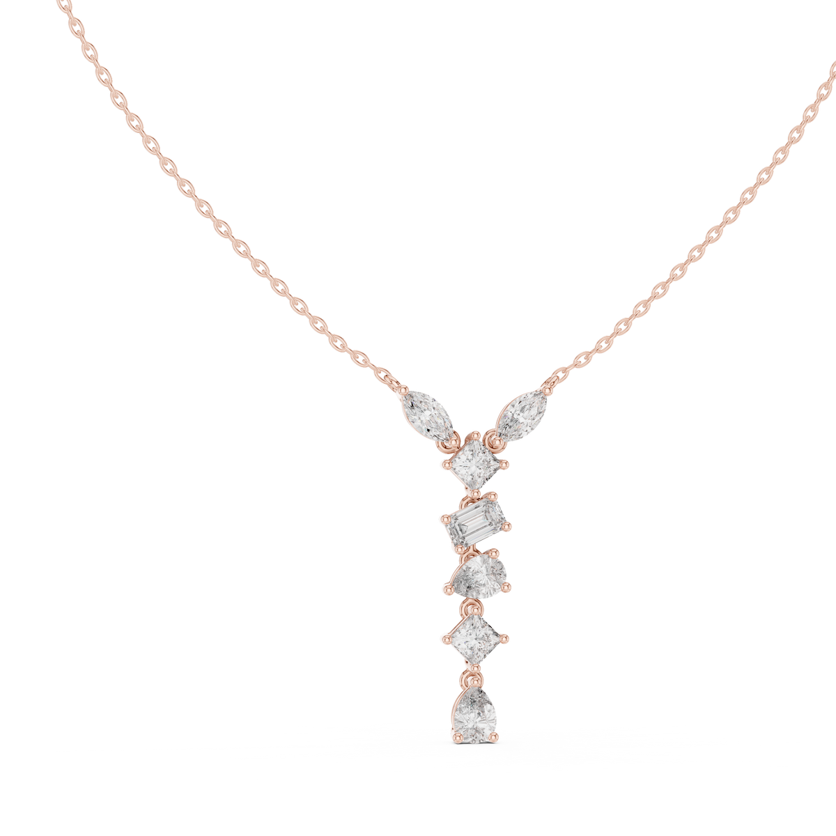 aurora graduated diamond drop pendant necklace