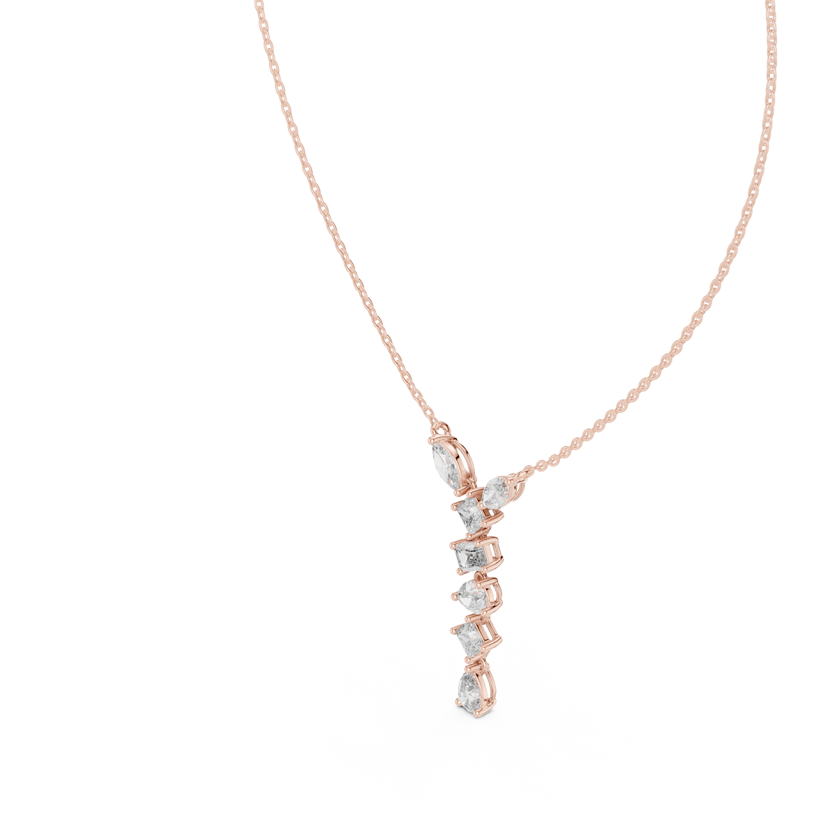 aurora graduated diamond drop pendant necklace