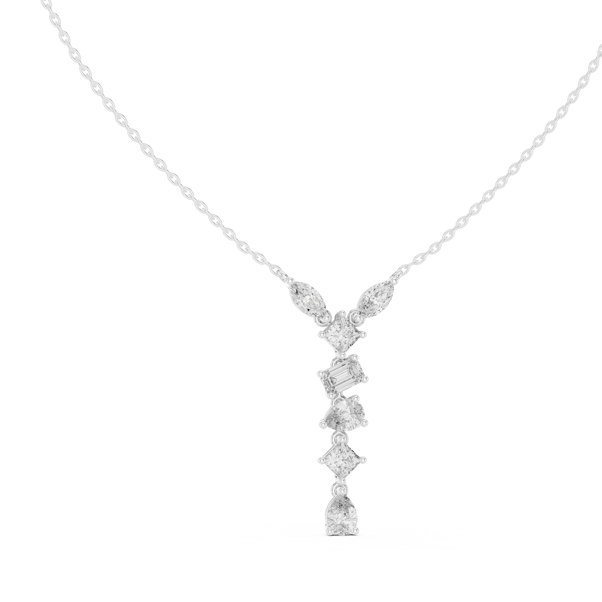 aurora graduated diamond drop pendant necklace