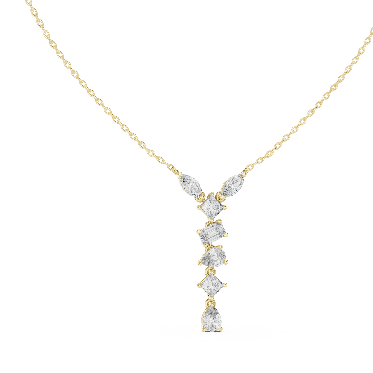 aurora graduated diamond drop pendant necklace