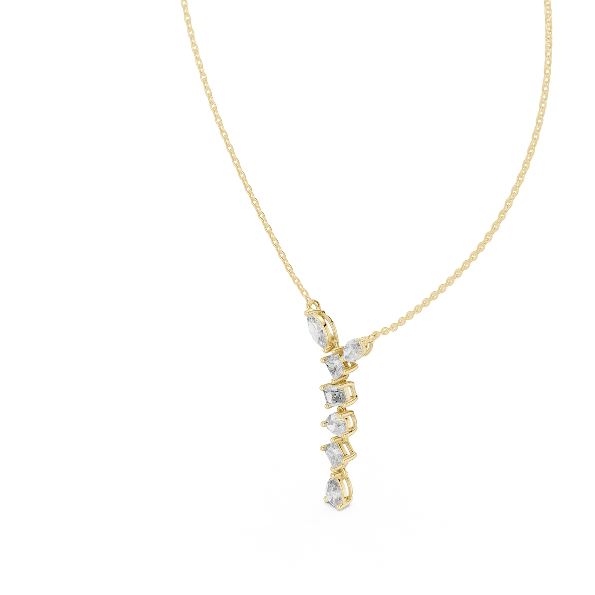 aurora graduated diamond drop pendant necklace