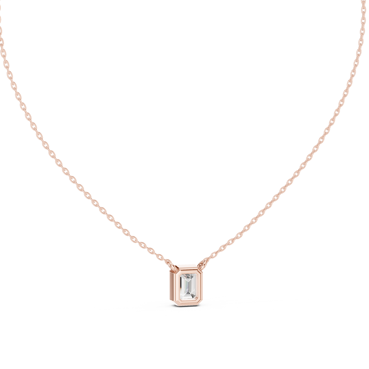 bezel emerald diamond pendant necklace