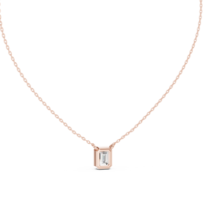 Bezel Emerald Diamond Pendant Necklace