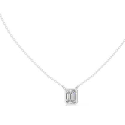 Bezel Emerald Diamond Pendant Necklace