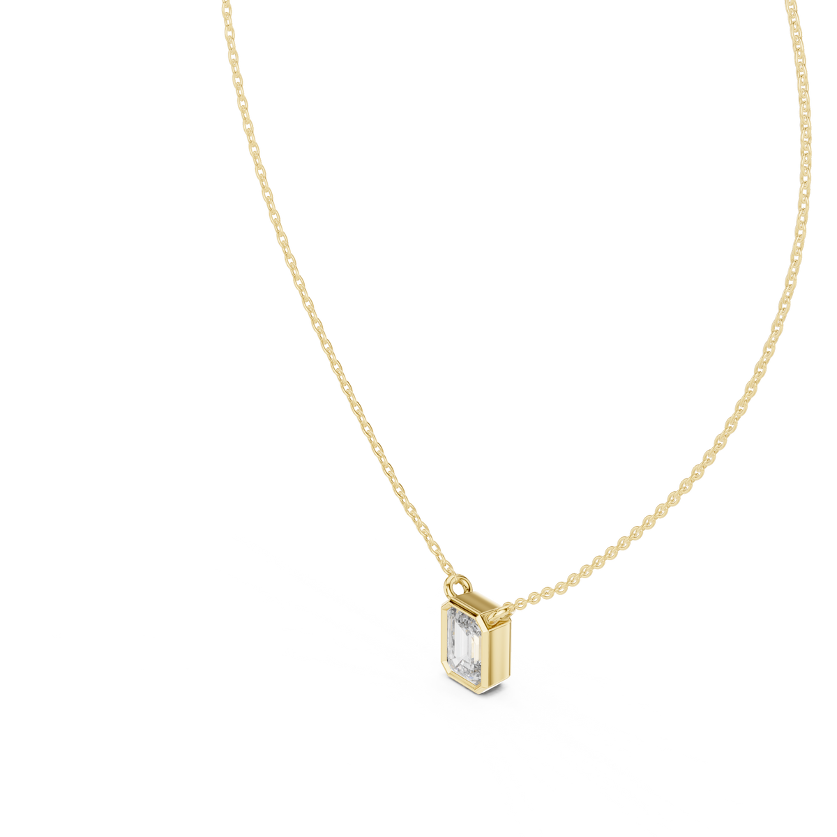 bezel emerald diamond pendant necklace