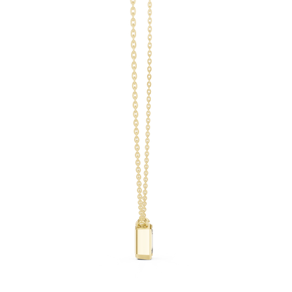 Bezel Emerald Diamond Pendant Necklace
