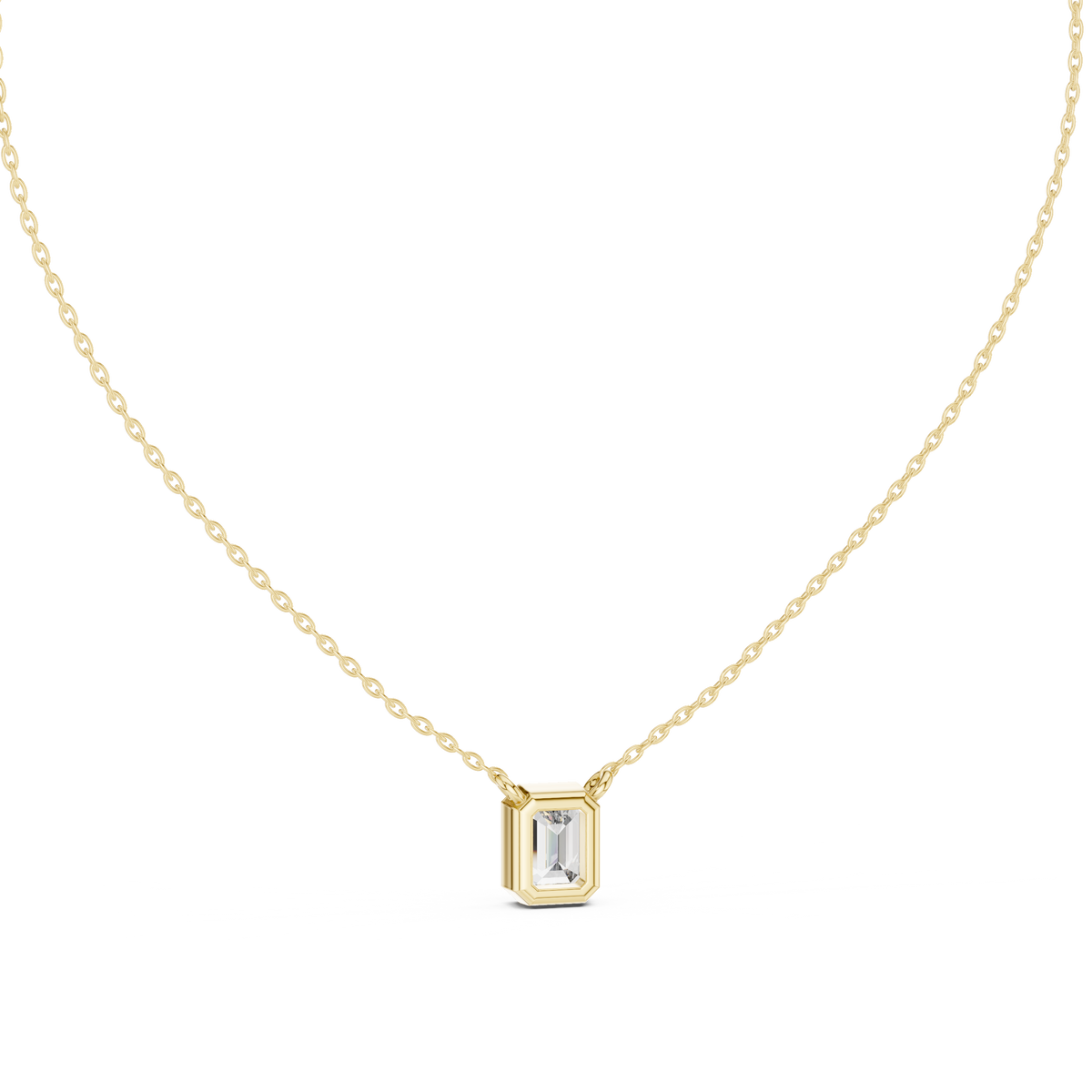 bezel emerald diamond pendant necklace