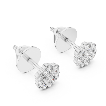 Round Cluster Diamond Earrings