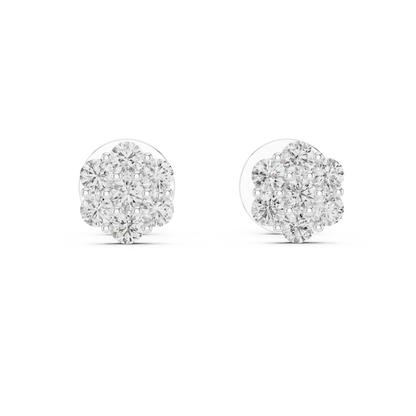 Round Cluster Diamond Earrings