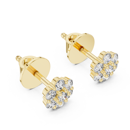 Round Cluster Diamond Earrings