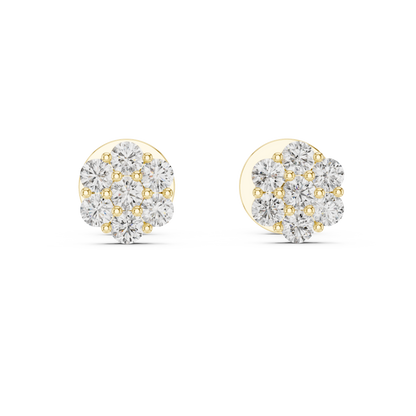 Round Cluster Diamond Earrings
