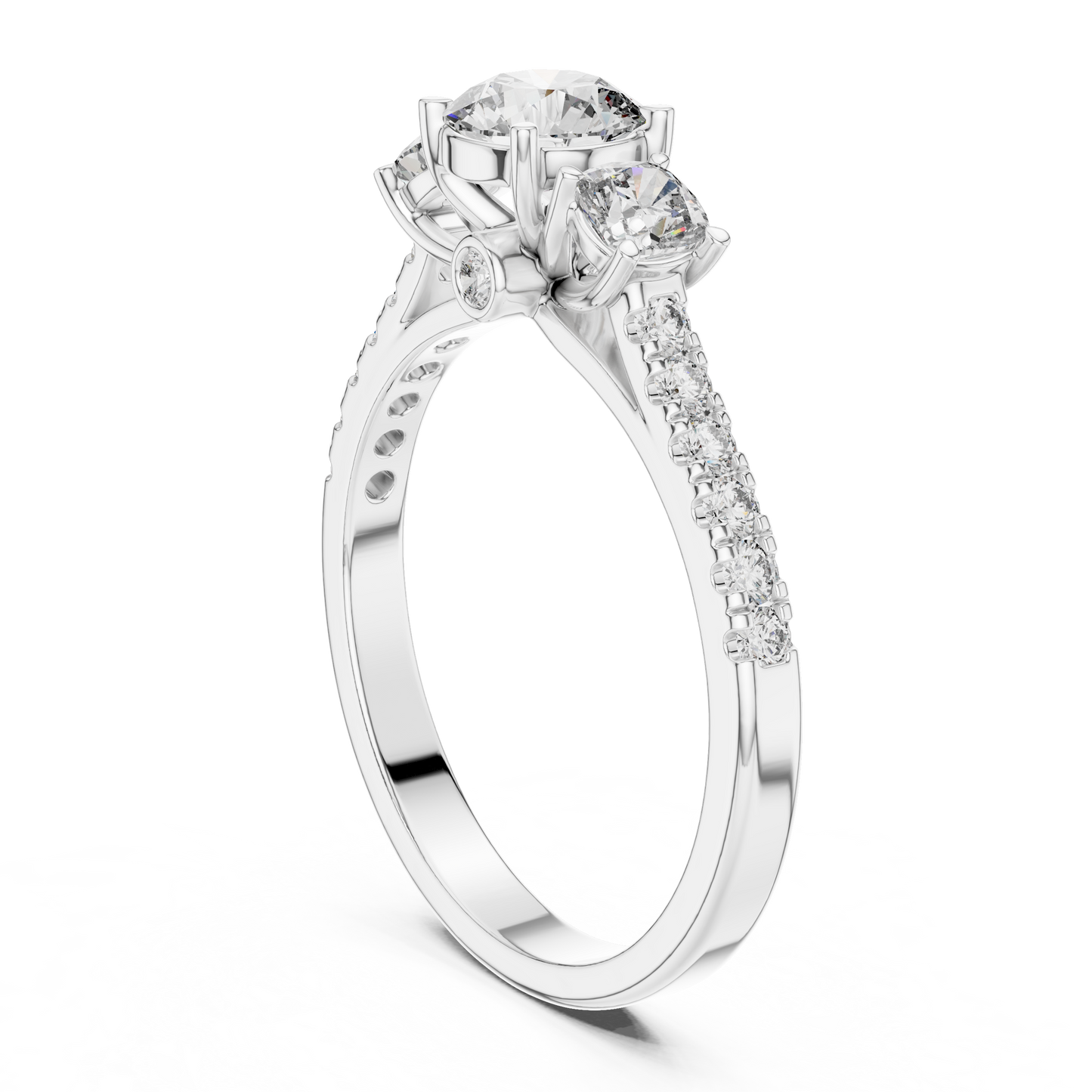 three stone diamond ring