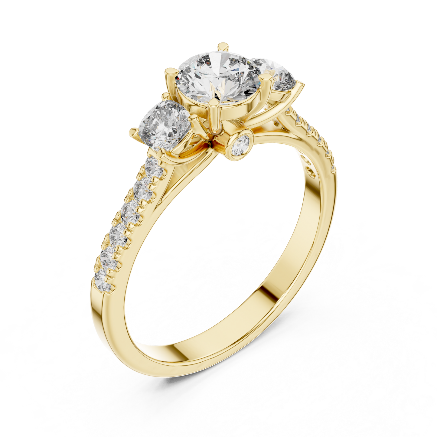 three stone diamond ring
