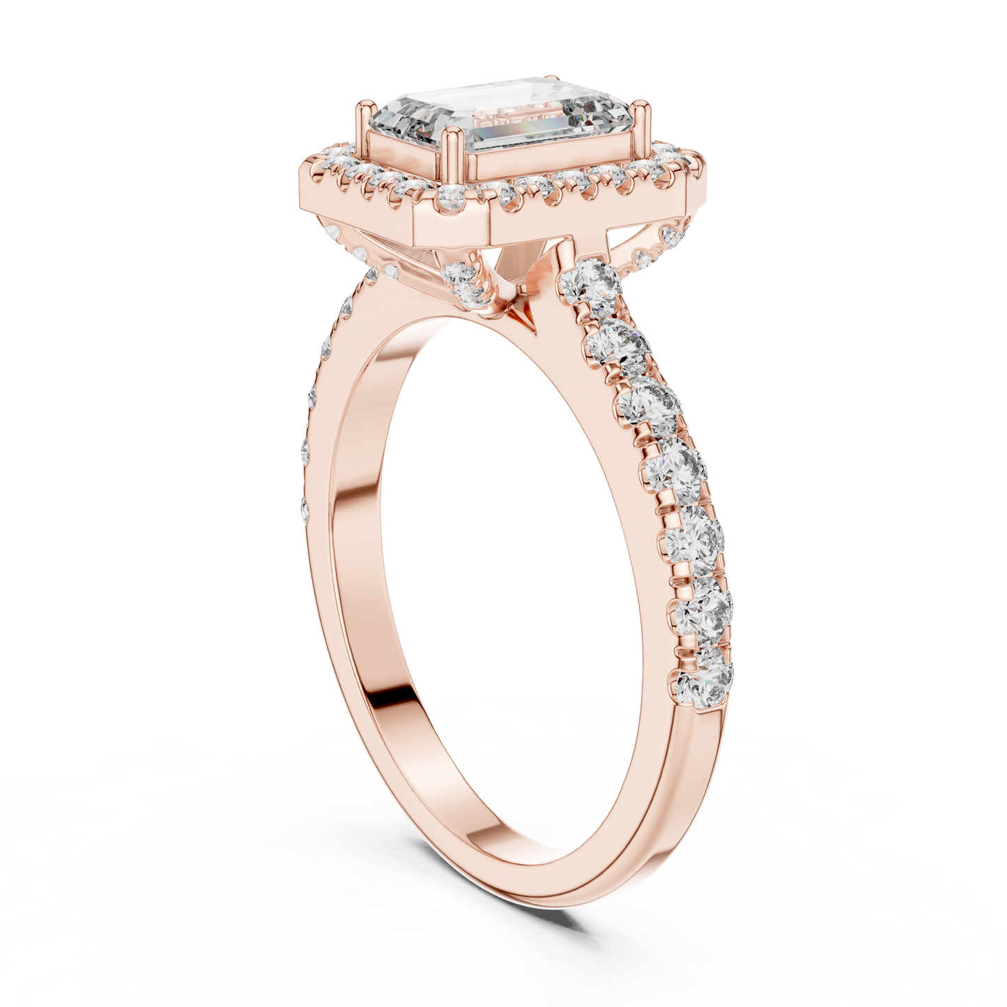 emerald halo pavé ring