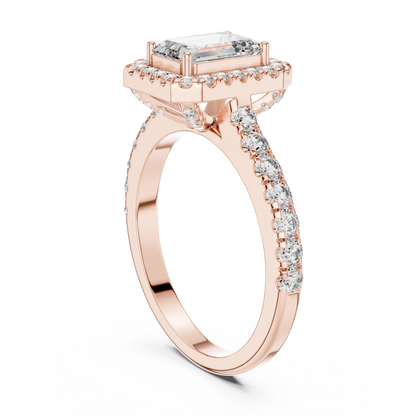 Emerald Halo Pavé Ring