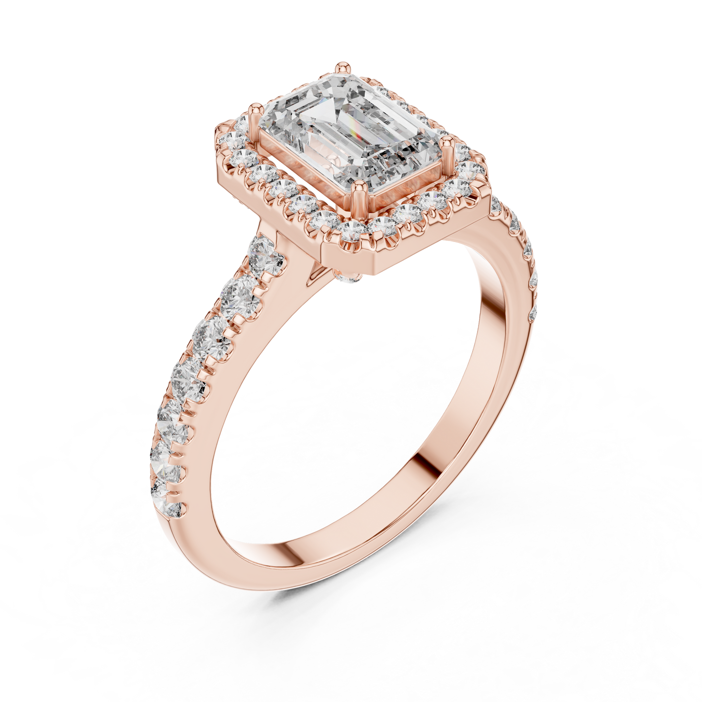 emerald halo pavé ring