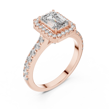 Emerald Halo Pavé Ring
