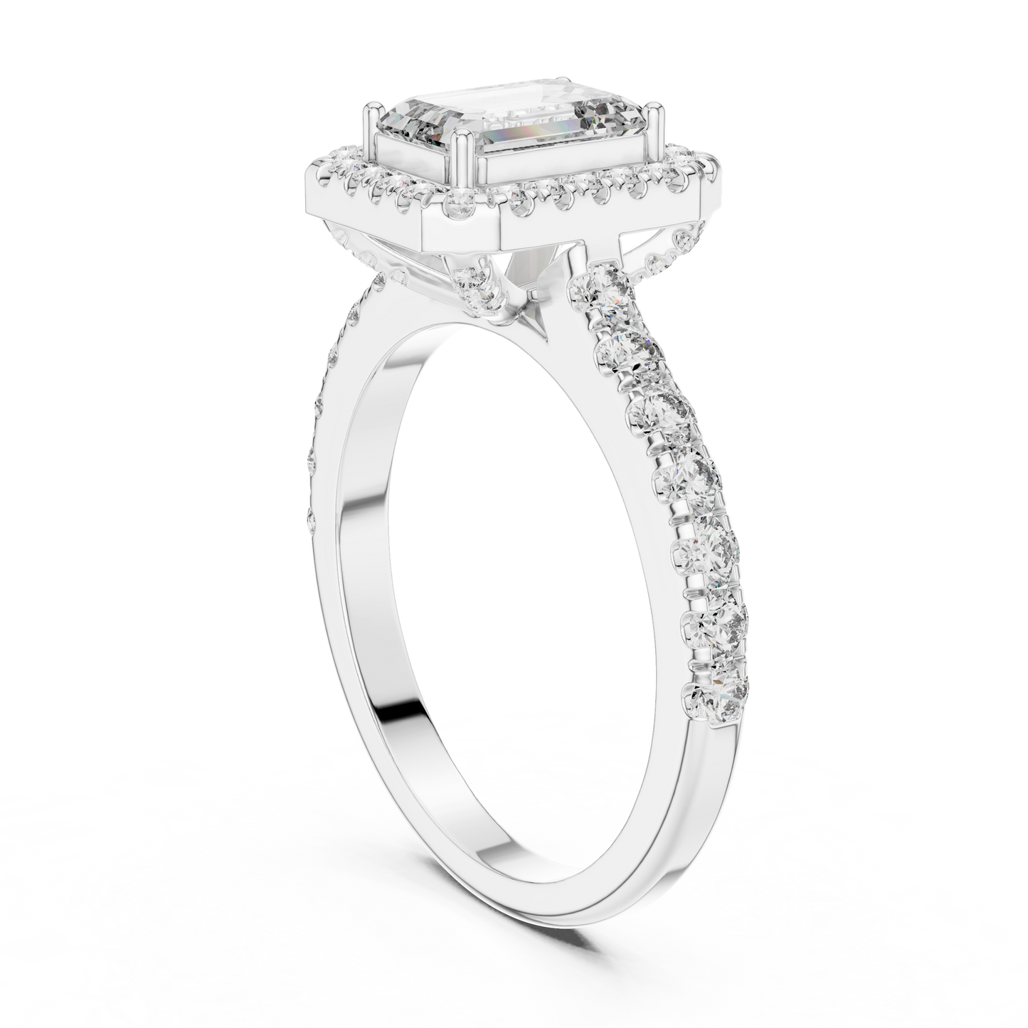 emerald halo pavé ring