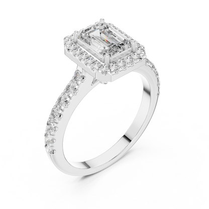 Emerald Halo Pavé Ring