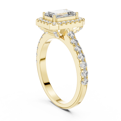 Emerald Halo Pavé Ring