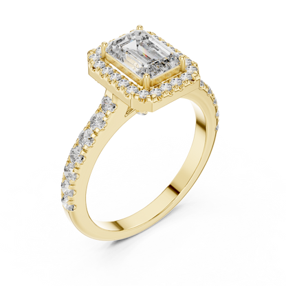Emerald Halo Pavé Ring