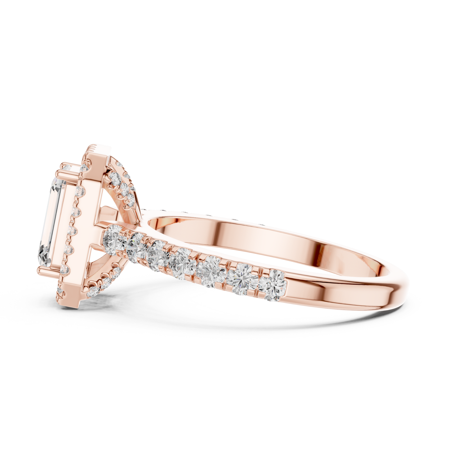 emerald halo pavé ring