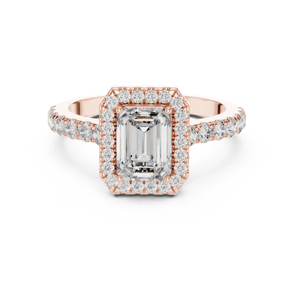 Emerald Halo Pavé Ring