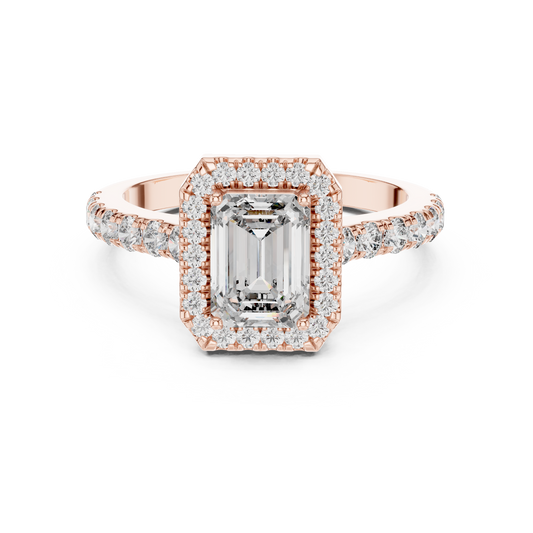 Emerald Halo Pavé Ring