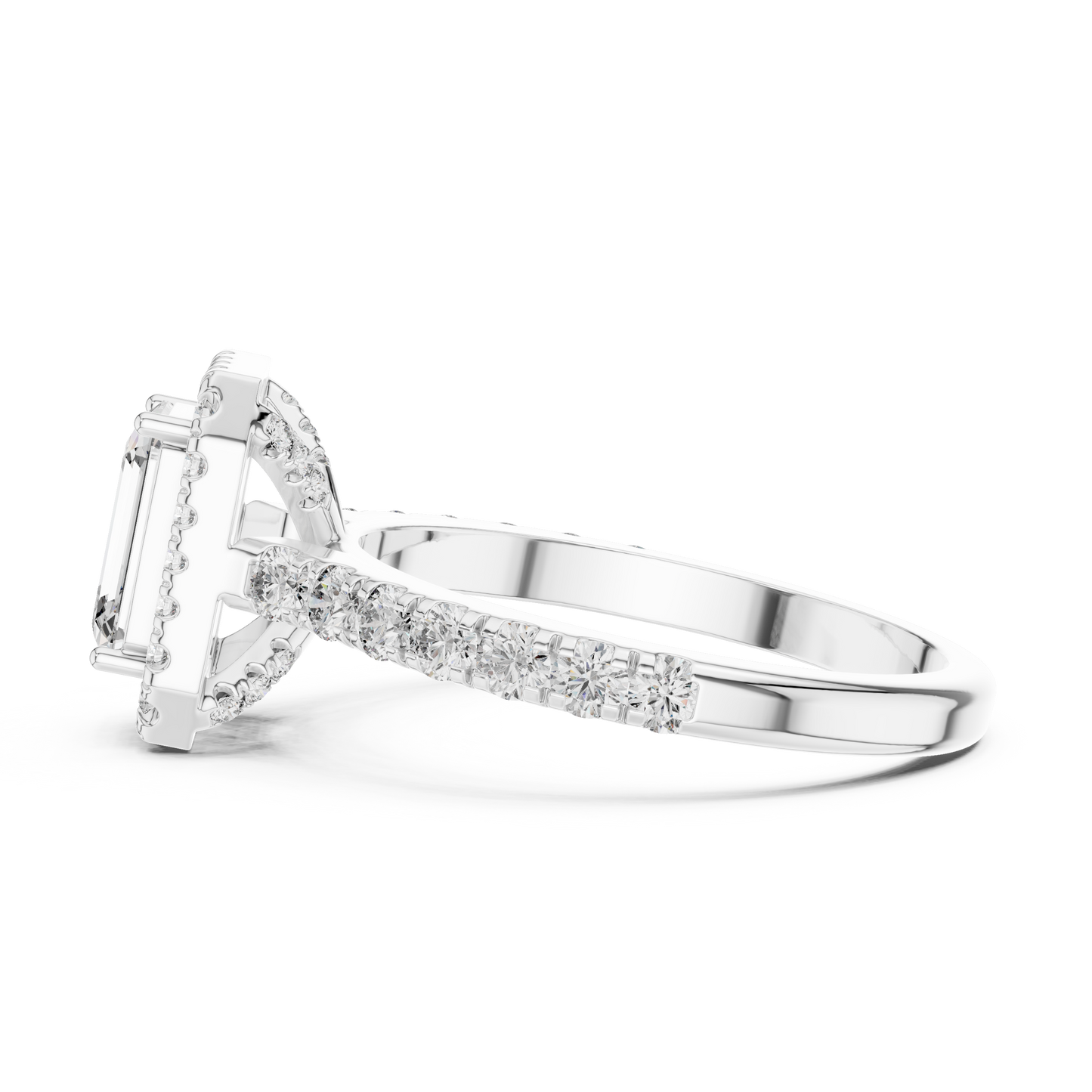 emerald halo pavé ring