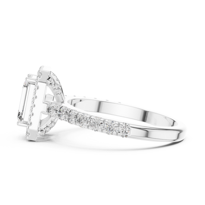 Emerald Halo Pavé Ring