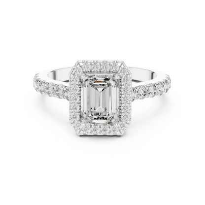 Emerald Halo Pavé Ring