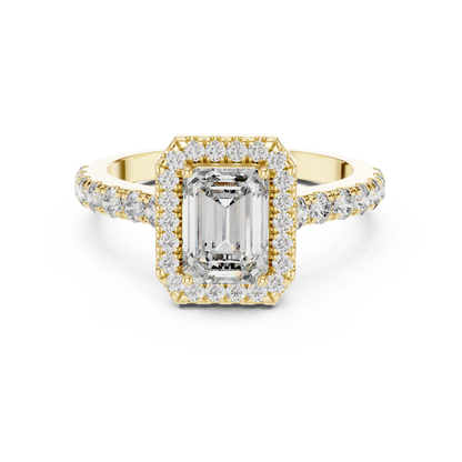Emerald Halo Pavé Ring