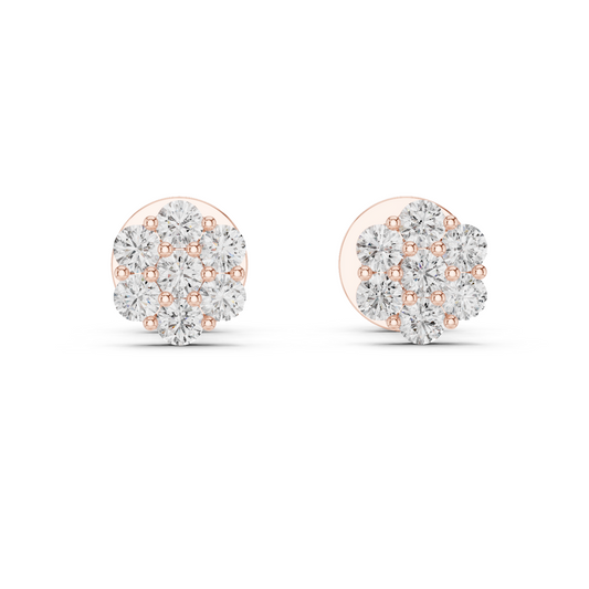 Round Cluster Diamond Earrings
