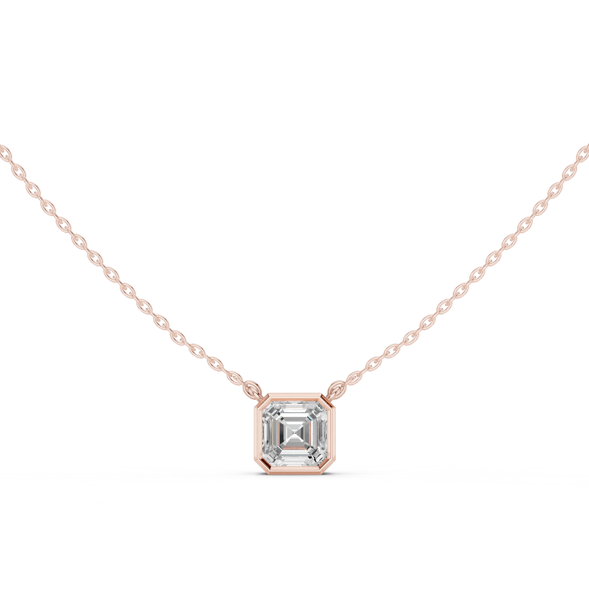 bezel asscher diamond pendant necklace