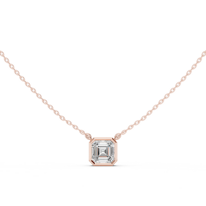 Bezel Asscher Diamond Pendant Necklace