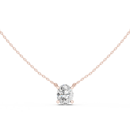 Basket Oval Diamond Pendant Necklace