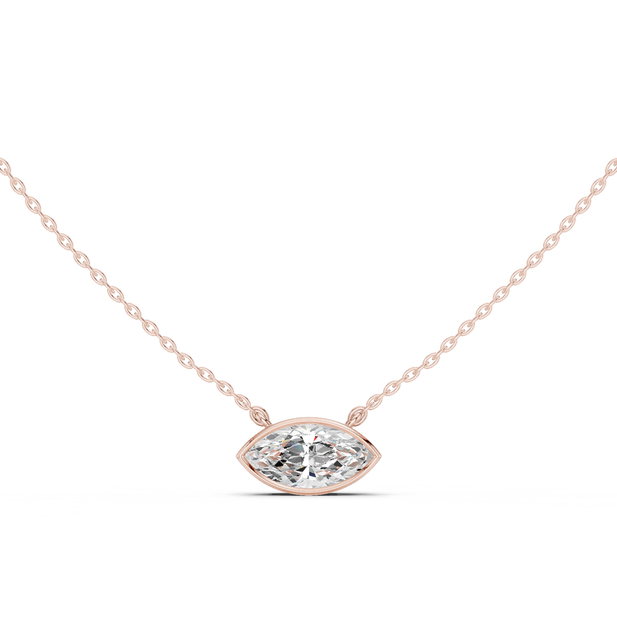 bezel marquise diamond pendant necklace
