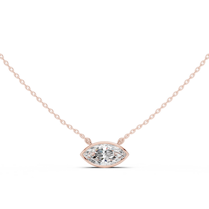 Bezel Marquise Diamond Pendant Necklace